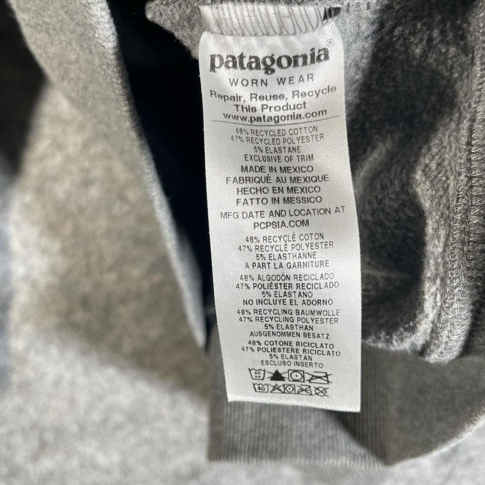Patagonia Uprisal Hoodie Men Medium Gray P-6 Horizons Logo Pullover Sweatshirt - Picture 7 of 12